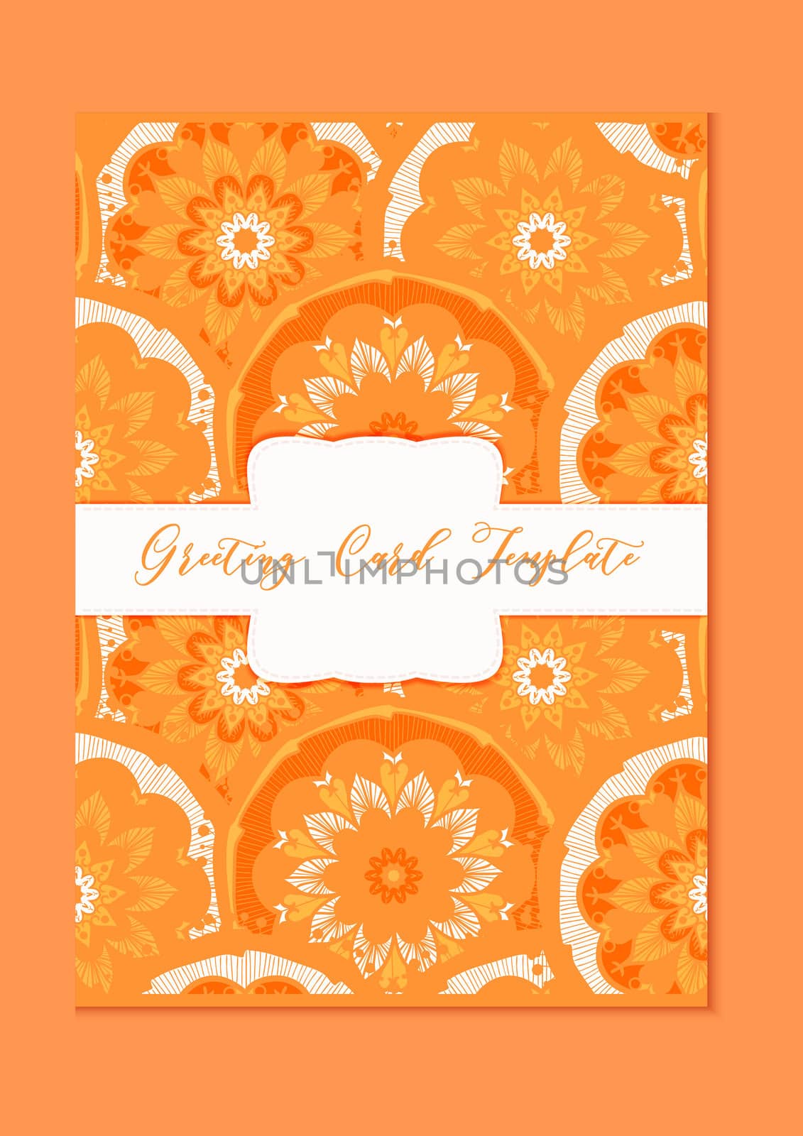 Mandala vintage template card in arabic and indian, islam and ottoman, turkish, asian style for brochure, flyer, greeting, invitation card, cover. Format A4. Floral holiday ornamental design. Vector