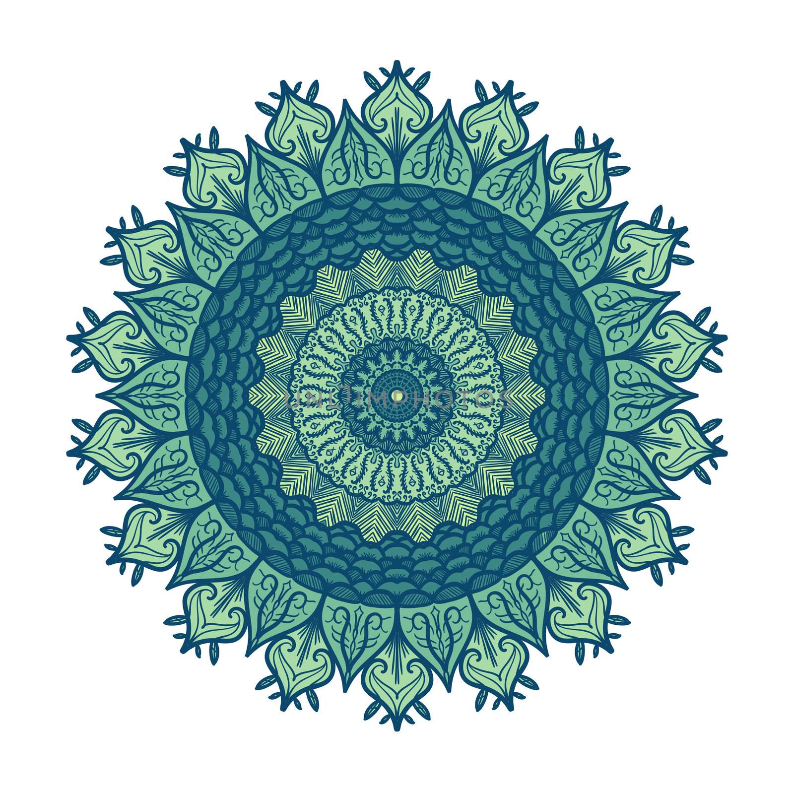 Hand drawn Mandala in arabic, indian, islam and ottoman culture decoration style. Ethnic geometric ornamental background. Magic vintage template of greeting, card, print, cloth, tattoo. Vector