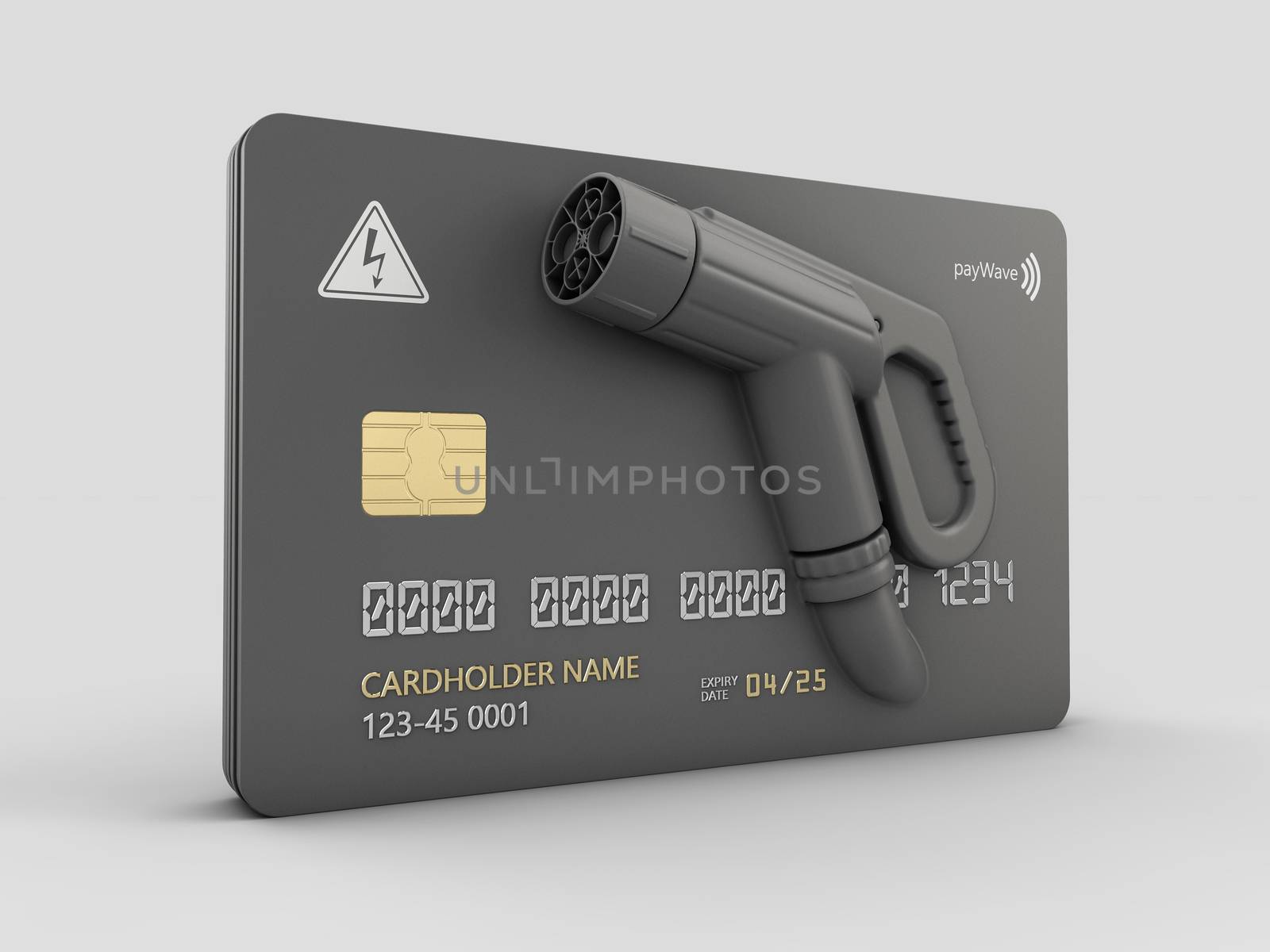 3d Rendering of Realistic credit card with nozzle charging plug by tussik