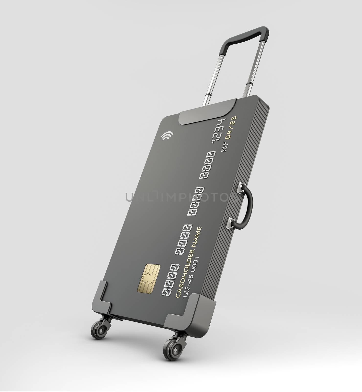 3d Rendering of Credit Card Suitcase on gray background by tussik