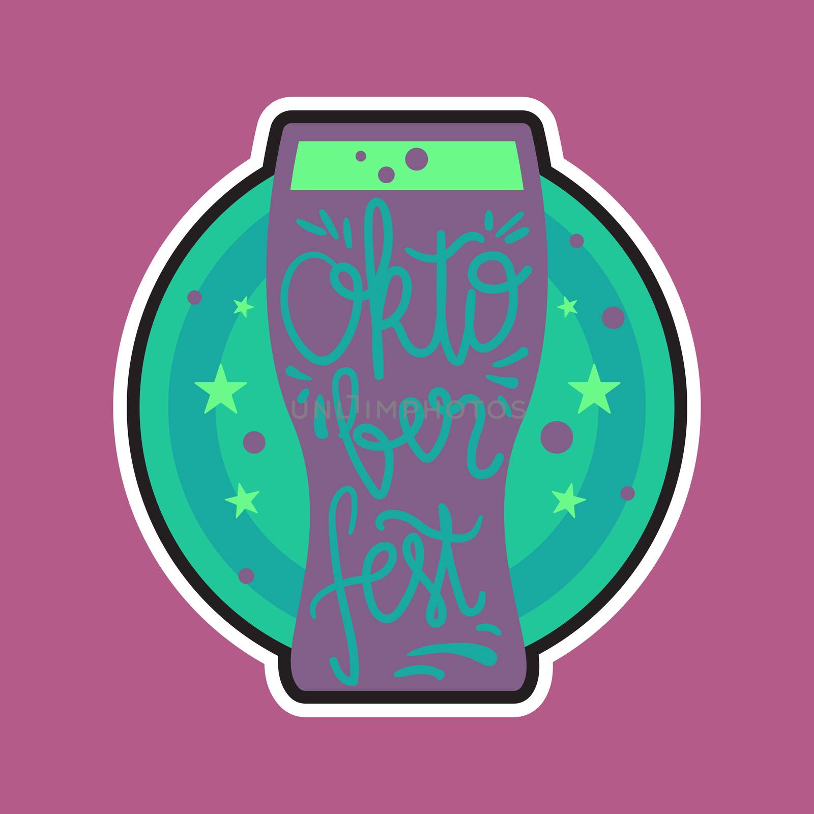 Oktoberfest Lettering. Beer festival handmade design element for badge, sticker, poster and print, t-shirt, apparel. Vector