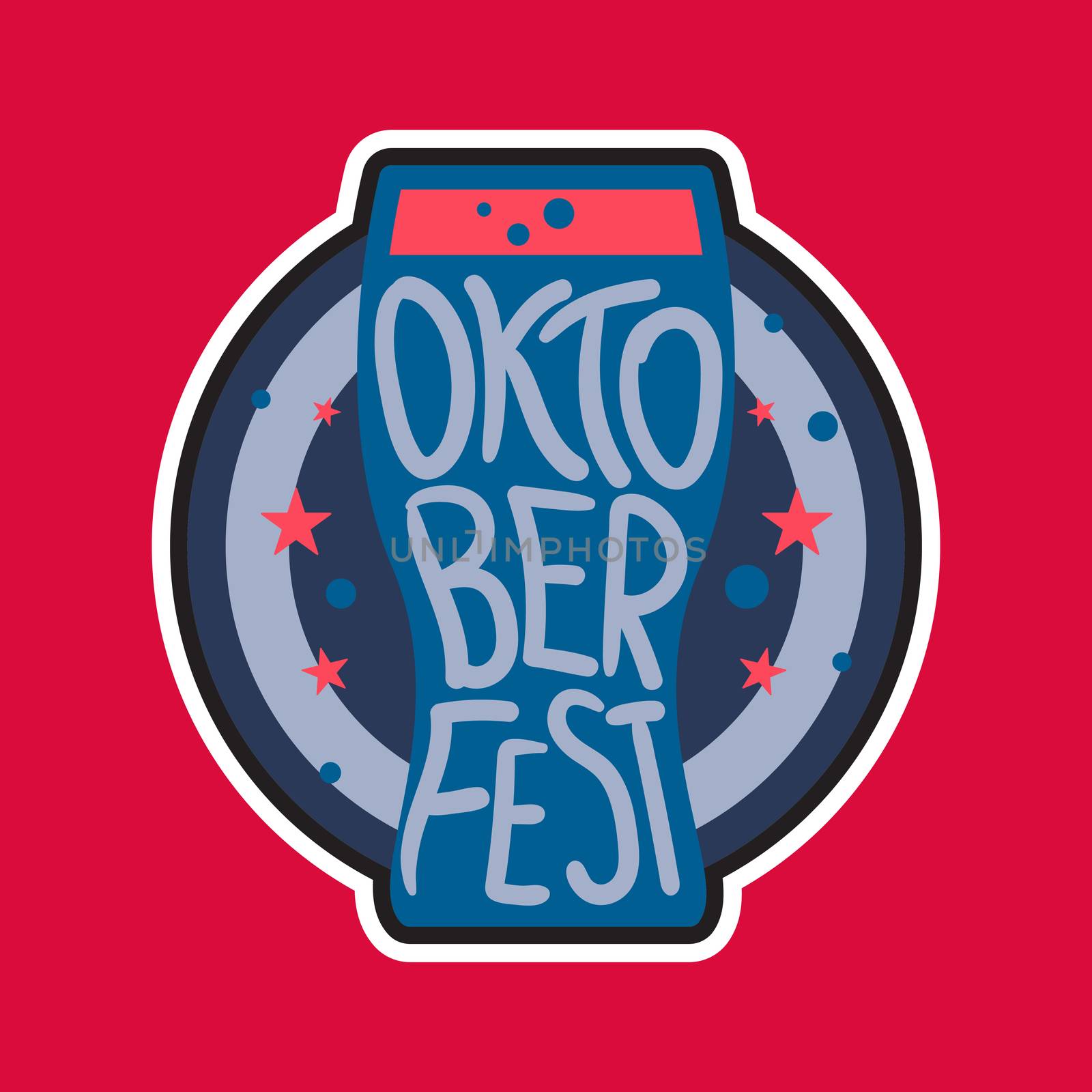 Oktoberfest Lettering. Beer festival handmade design element for badge, sticker, poster and print, t-shirt, apparel. Vector