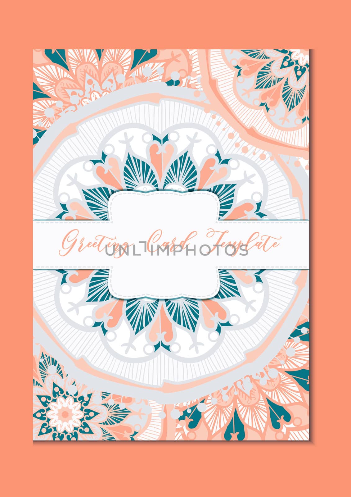 Mandala vintage template card in arabic and indian, islam and ottoman, turkish, asian style for brochure, flyer, greeting, invitation card, cover. Format A4. Floral holiday ornamental design. Vector