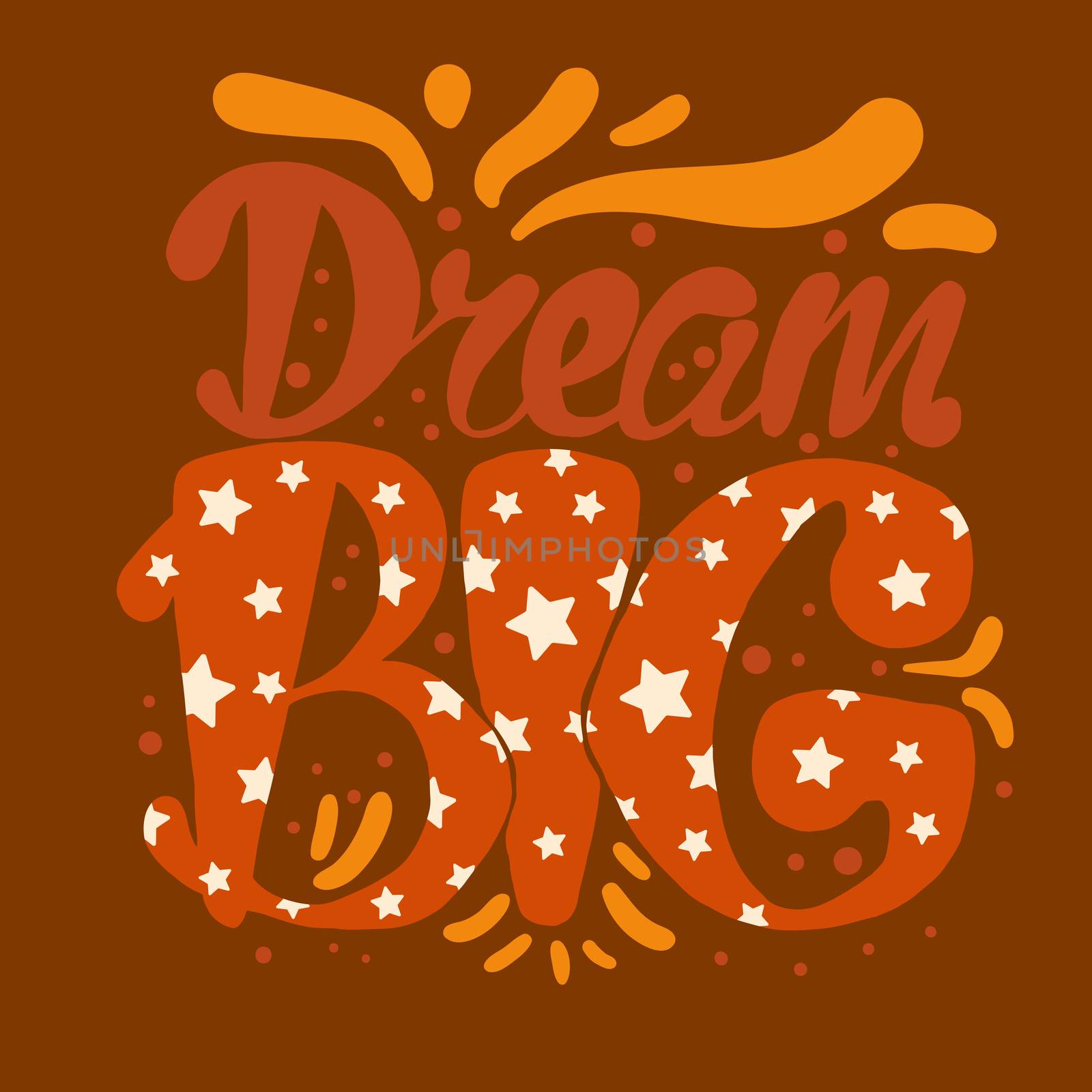 Motivation and Dream Lettering Concept. Dream Big. Vintage Calligraphic Text. Inspirational retro quote for fabric, print, invitation, decor, greeting card, poster, design element. Vector