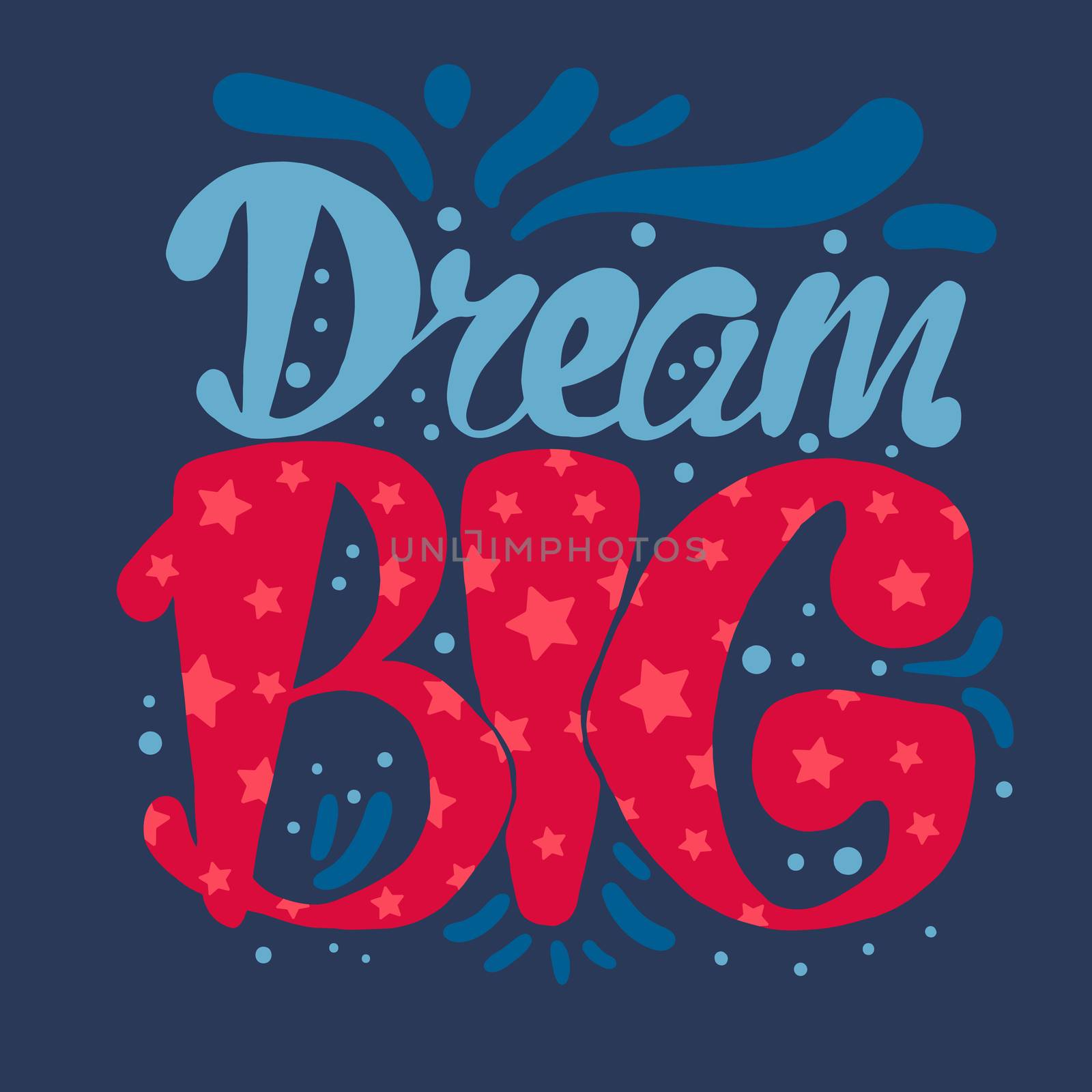 Motivation and Dream Lettering Concept. Dream Big. Vintage Calligraphic Text. Inspirational retro quote for fabric, print, invitation, decor, greeting card, poster, design element. Vector