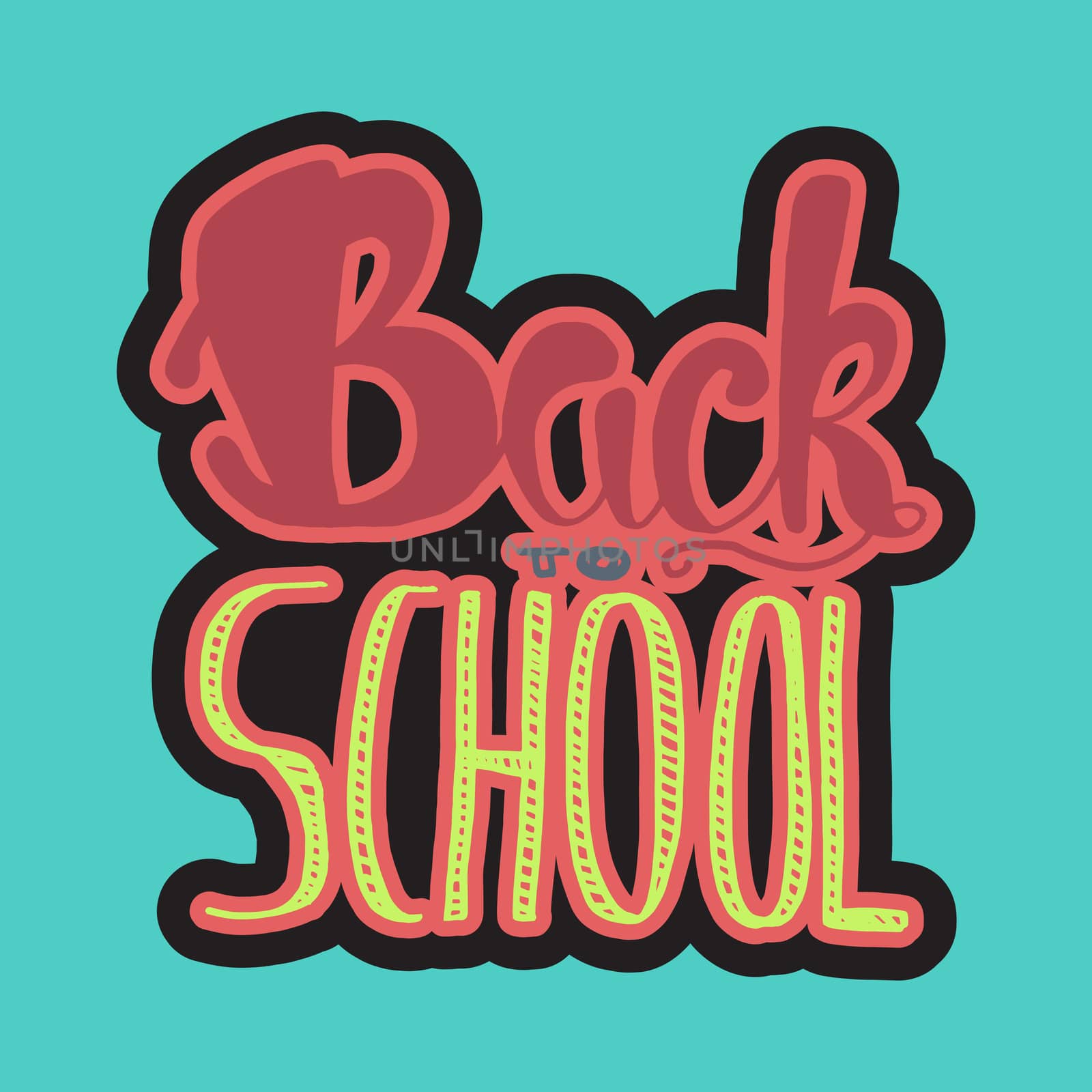 Vintage Back To School Lettering Banner. Knowledge day greeting card for print, t-shirt, badge, cloth, poster. Vector