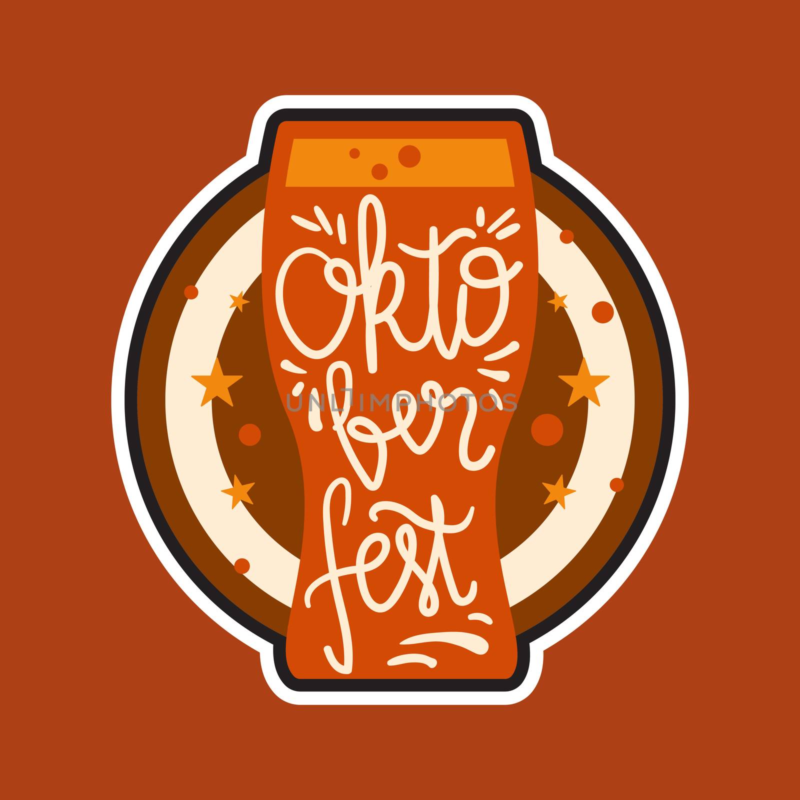 Oktoberfest Lettering. Beer festival handmade design element for badge, sticker, poster and print, t-shirt, apparel. Vector