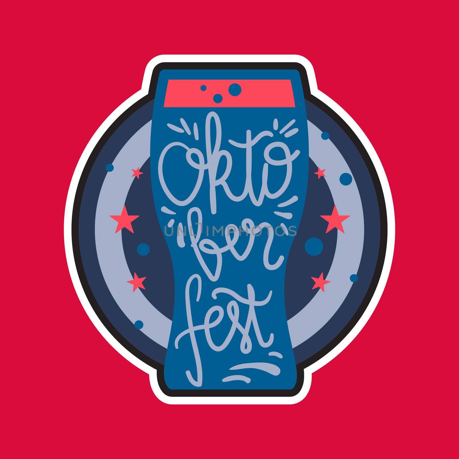 Oktoberfest Lettering. Beer festival handmade design element for badge, sticker, poster and print, t-shirt, apparel. Vector