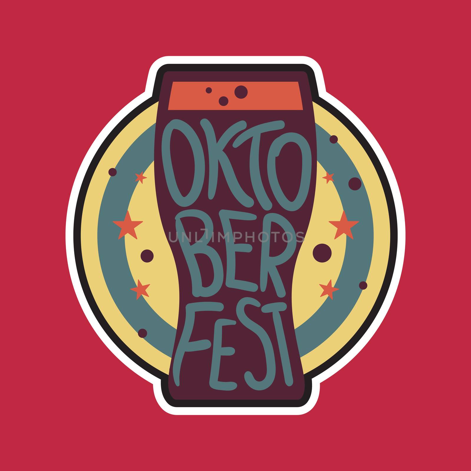 Oktoberfest Lettering. Beer festival handmade design element for badge, sticker, poster and print, t-shirt, apparel. Vector