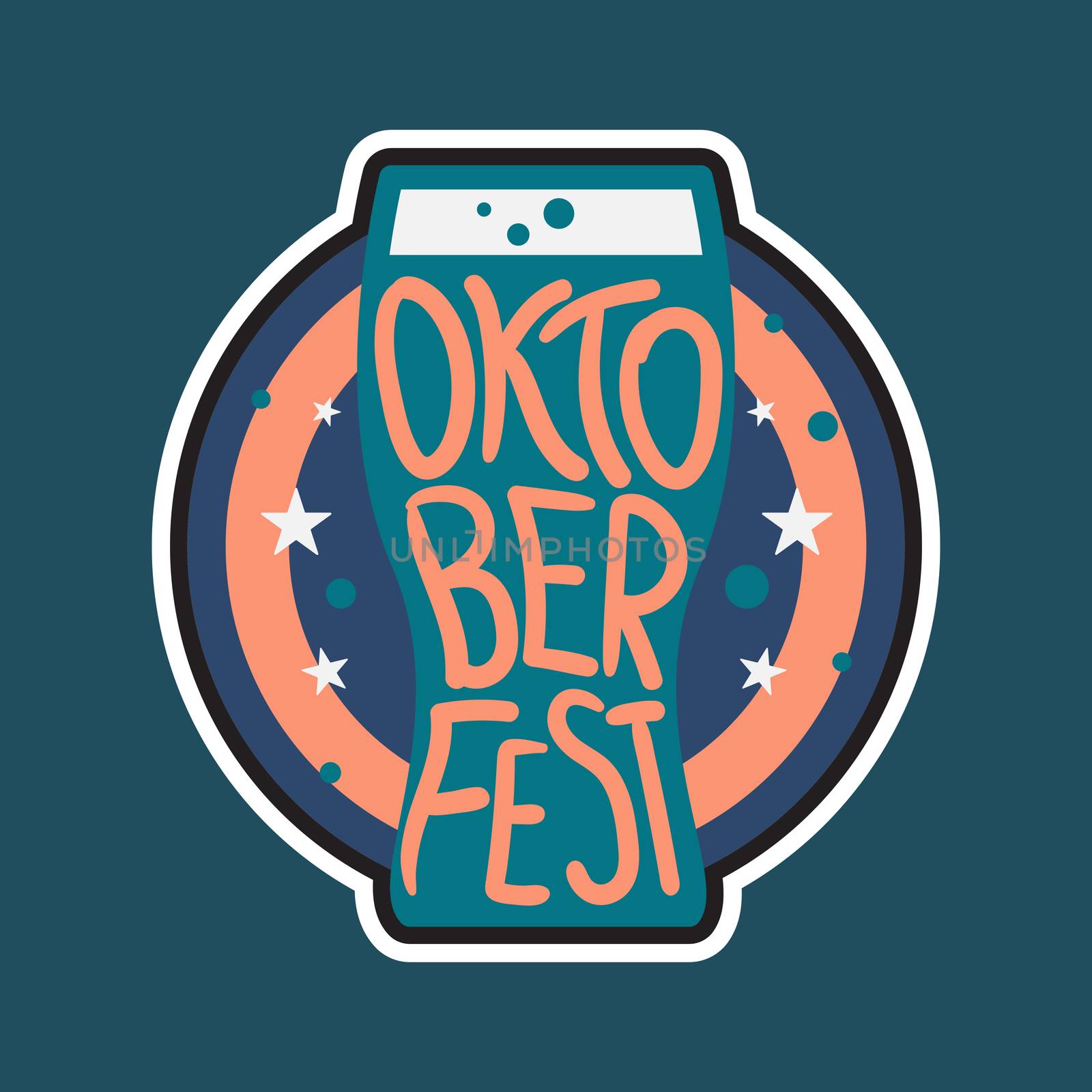 Oktoberfest Lettering. Beer festival handmade design element for badge, sticker, poster and print, t-shirt, apparel. Vector