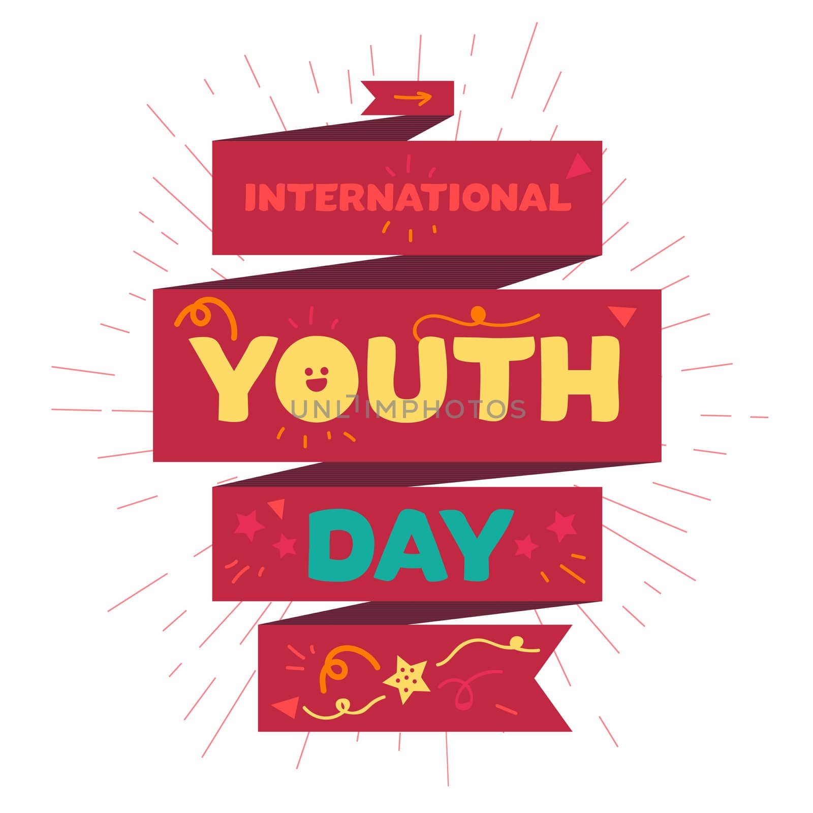 Vintage template card of International Youth Day for banner, brochure, flyer, greeting, invitation, cover. Design Elements for poster. Vector