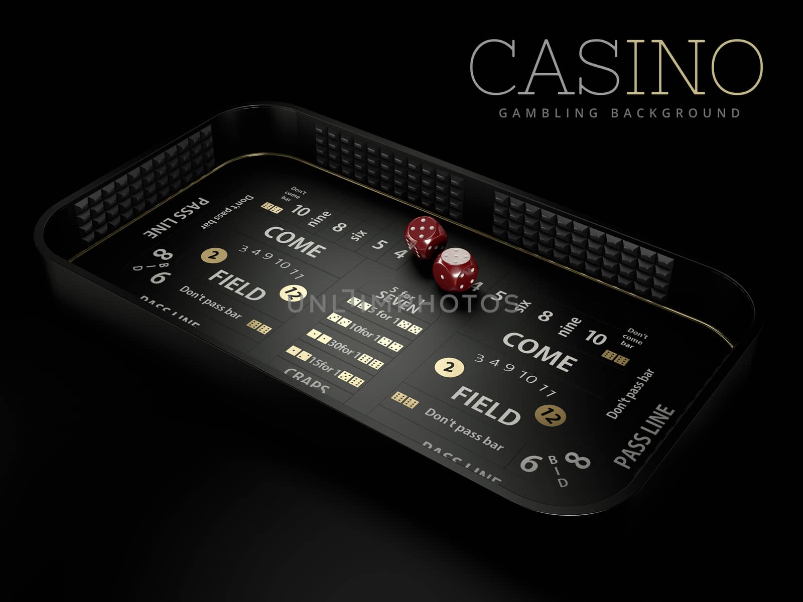 3d Rendering of craps table layout, clipping path included by tussik