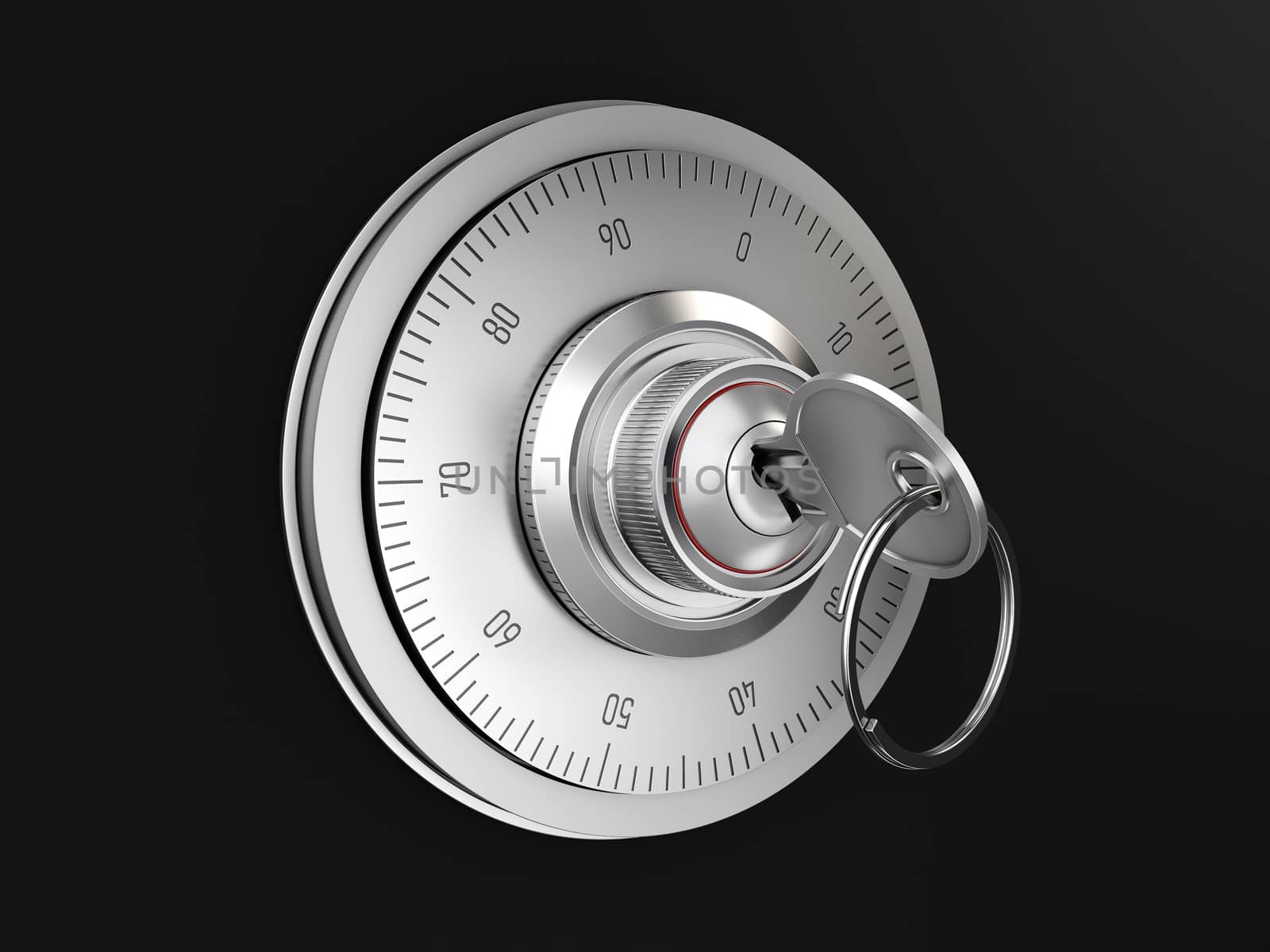 Realistic combination safe lock. Isolated on black background. 3d Illustration by tussik