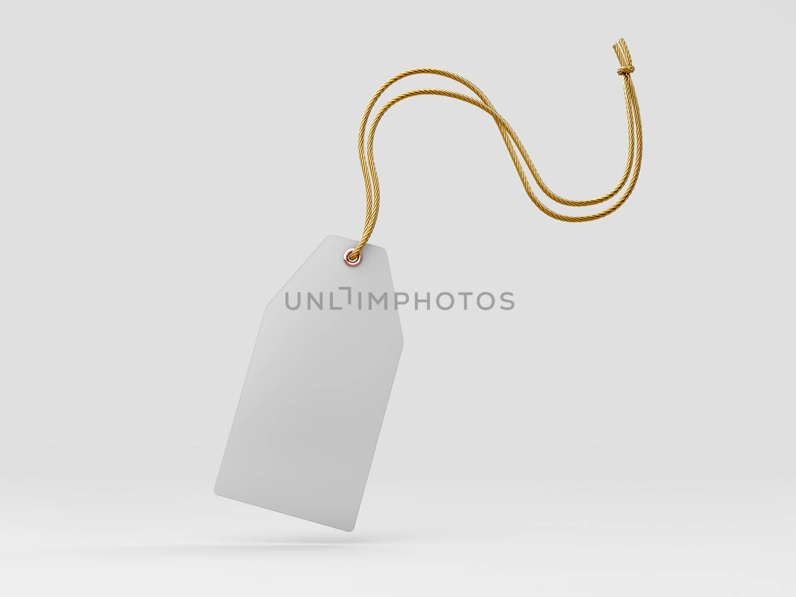 3drendering of Blank tag tied with brown string. Price tag, gift tag, clipping path included by tussik