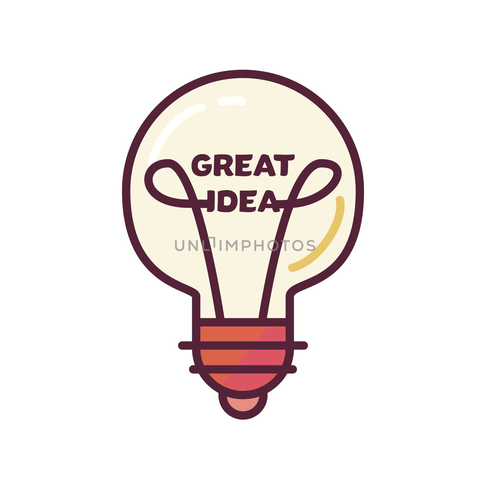 Great Idea Concept with Light Bulb Shape. Thought and imagination symbol. Vector