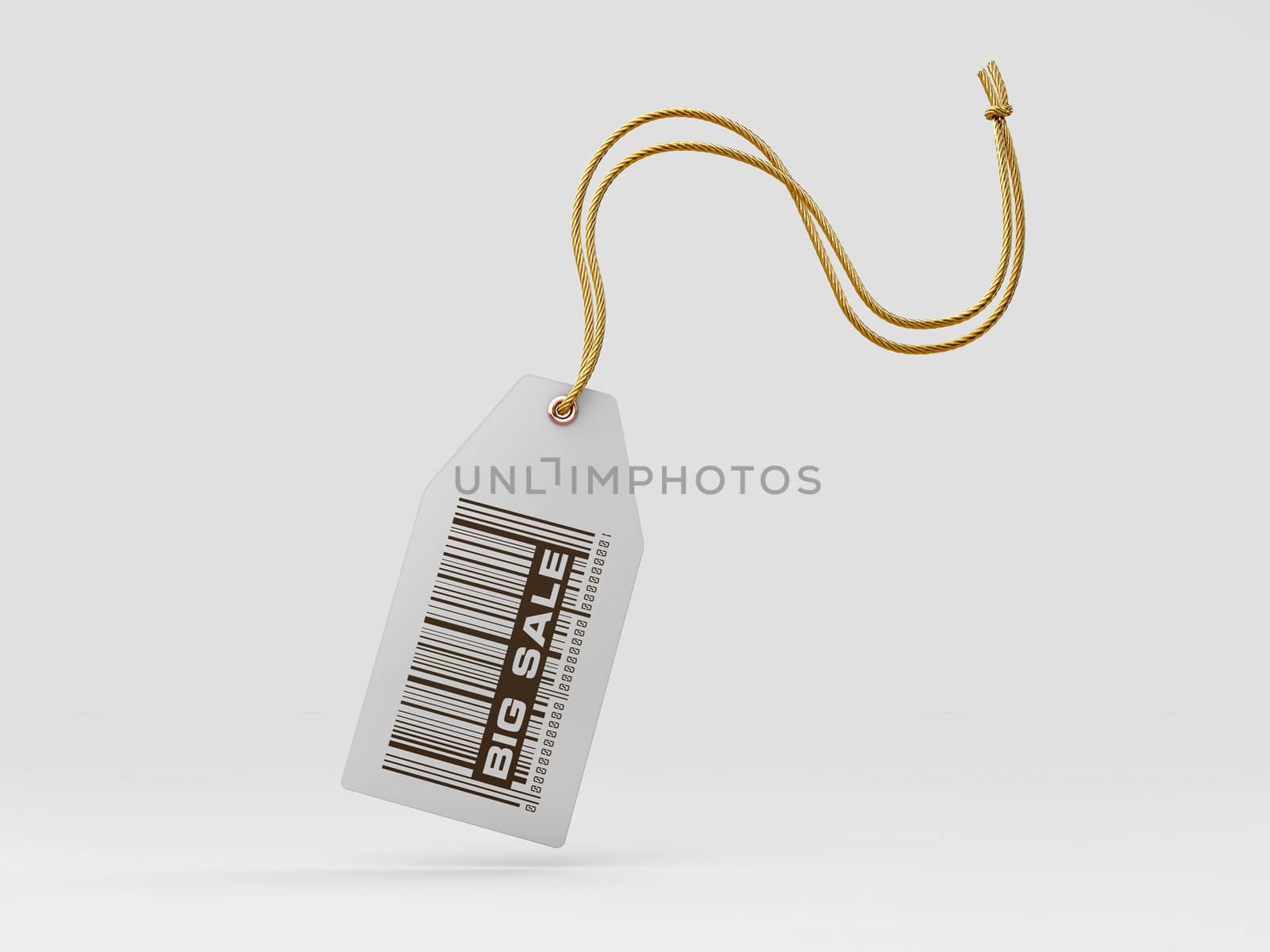 3drendering of tag tied with big sale title. Price tag, gift tag, clipping path included.