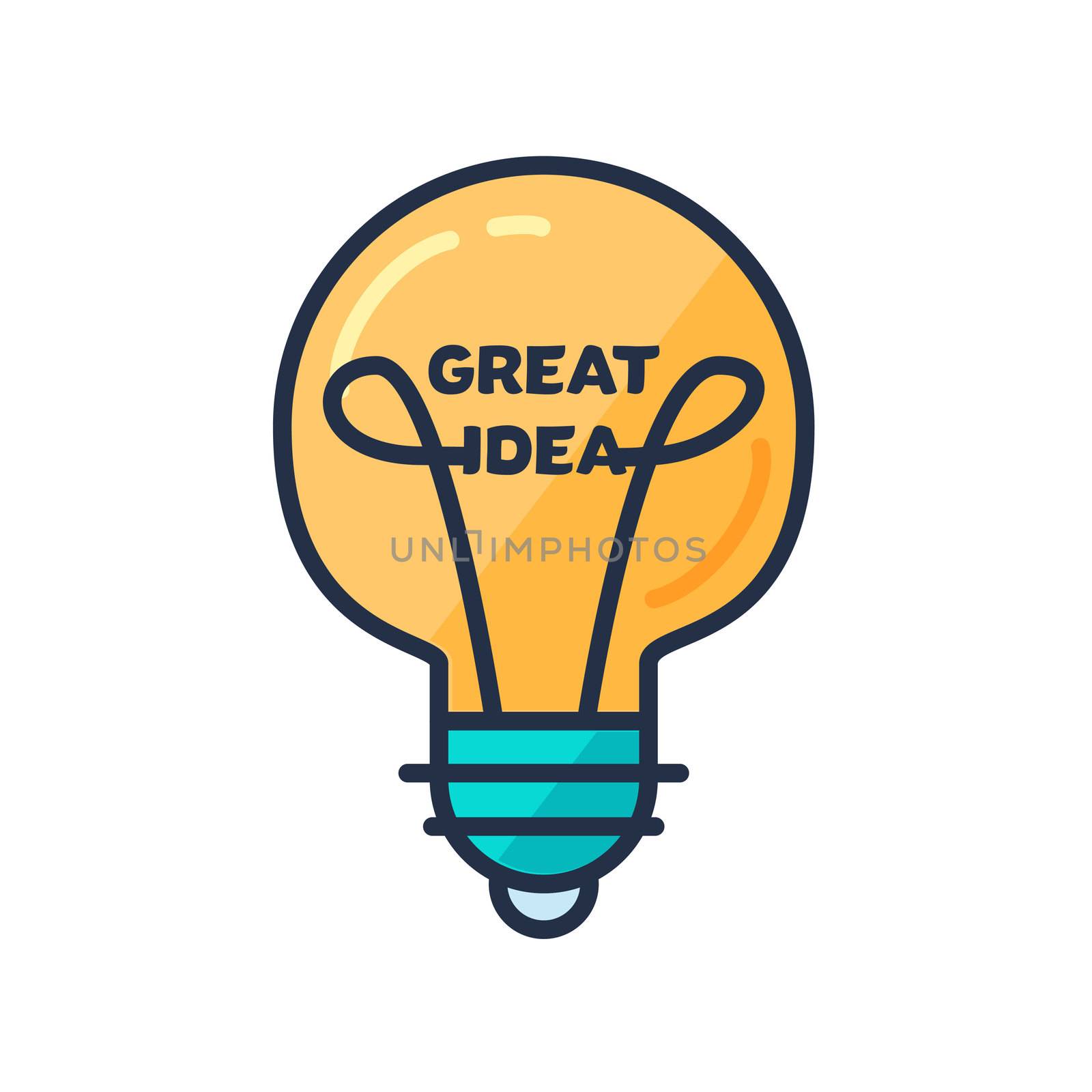 Great Idea Concept with Light Bulb Shape. Thought and imagination symbol. Vector
