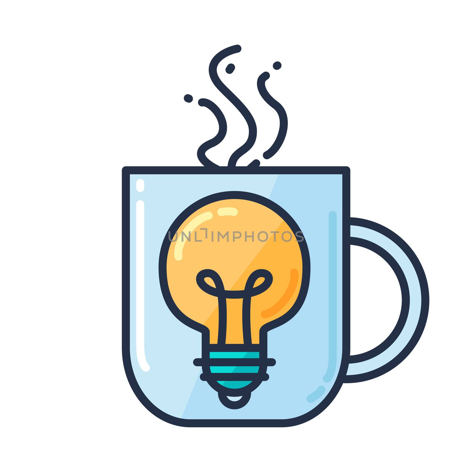 Great Idea Concept with Light Bulb Shape and cup of drinking. Thought and imagination symbol. Vector