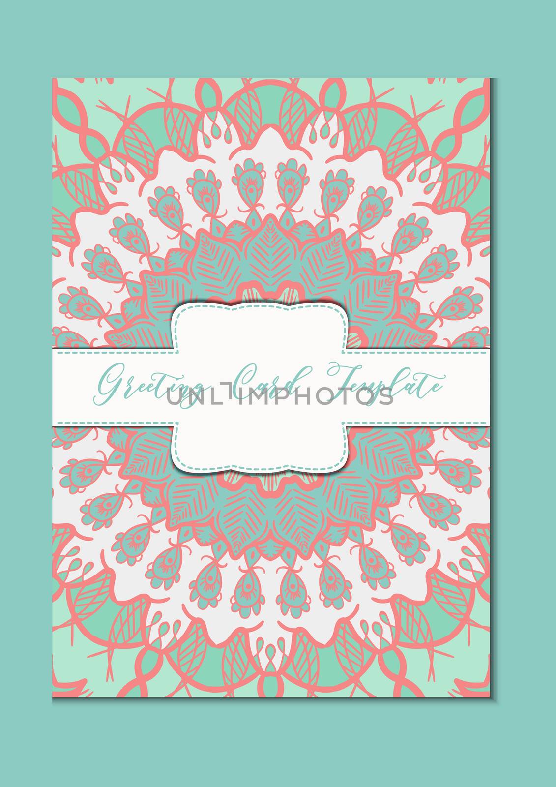 Business mandala card template. Oriental ethnic pattern. Mehndi ornament page for brochure, flyer, greeting, invitation cover. Design layout in boho and islam, arabic and east, indian style. Vector