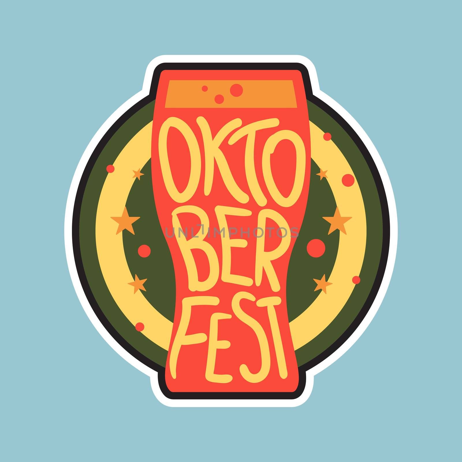 Oktoberfest Lettering. Beer festival handmade design element for badge, sticker, poster and print, t-shirt, apparel. Vector