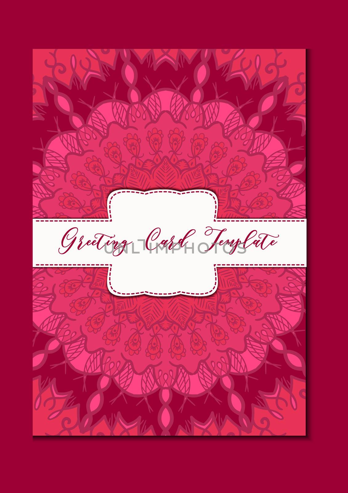 Business mandala card template. Oriental ethnic pattern. Mehndi ornament page for brochure, flyer, greeting, invitation cover. Design layout in boho and islam, arabic and east, indian style. Vector