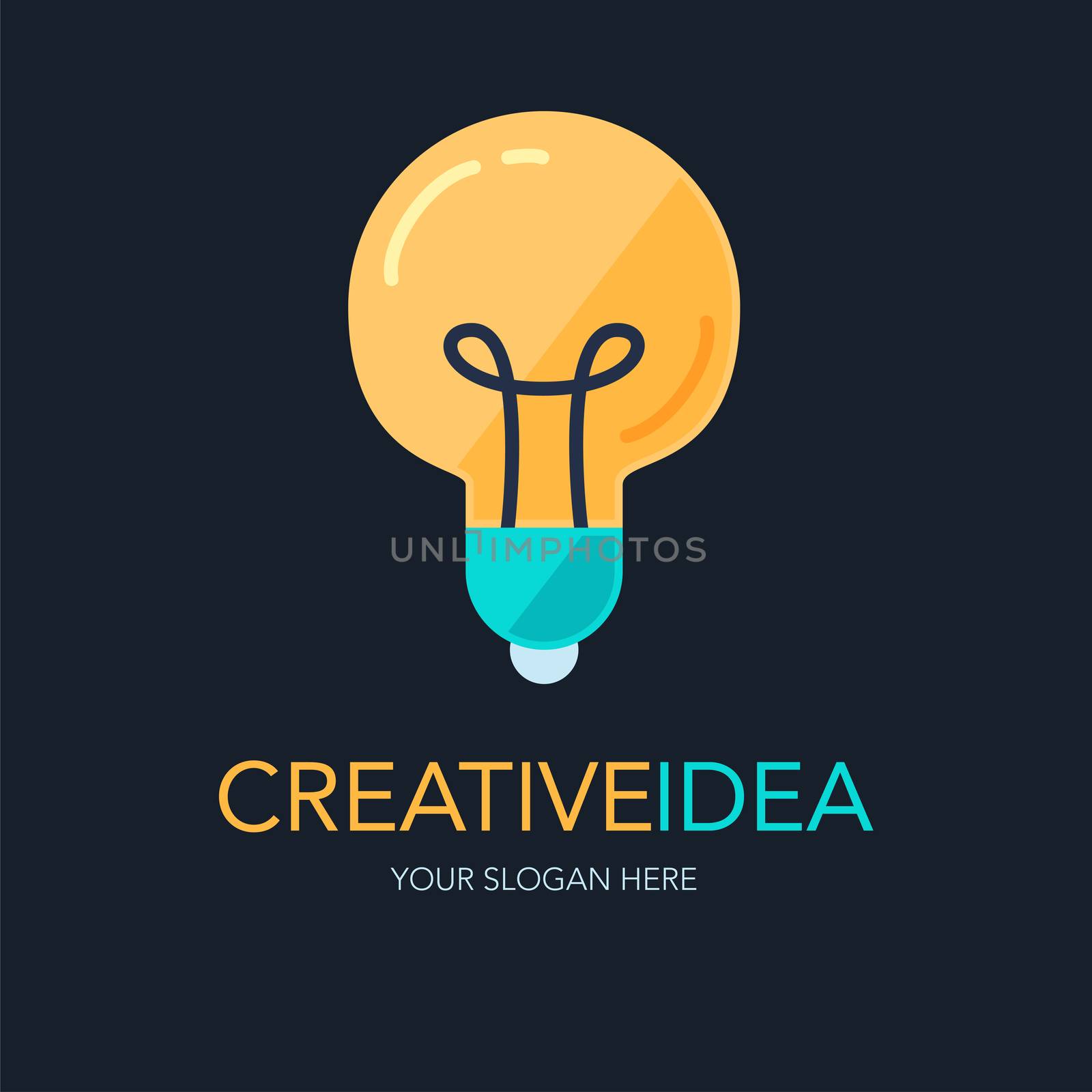 Simple Creative Success Idea Logo. Innovation symbol. Light bulb sign. Design element for business startup, technology, science. Icon concept of invention, study, imagination and creativity. Vector