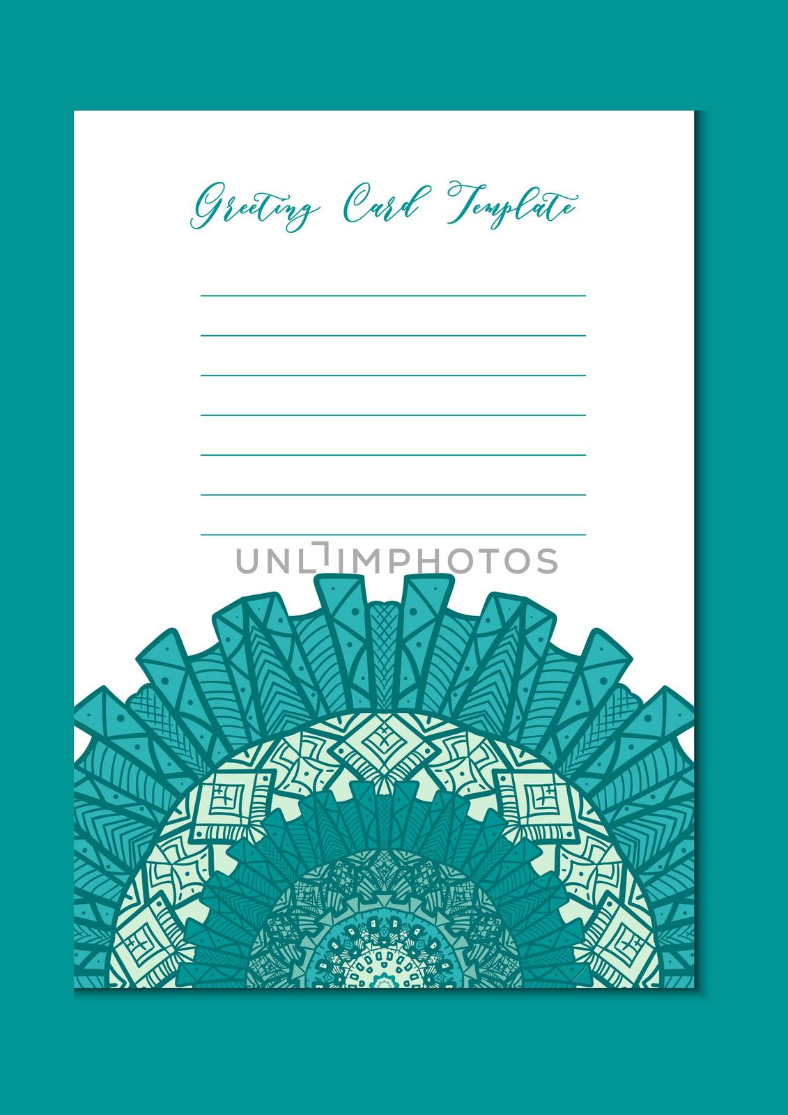 Business mandala card template. Oriental ethnic pattern. Mehndi ornament page for brochure, flyer, greeting, invitation cover. Design layout in boho and islam, arabic and east, indian style. Vector