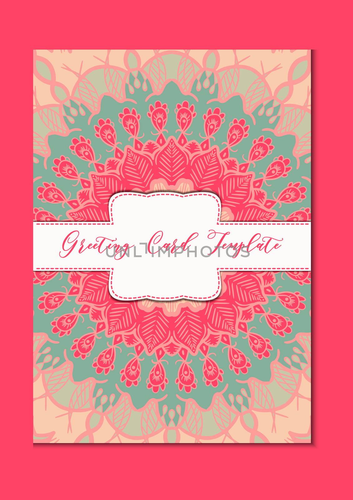 Business mandala card template. Oriental ethnic pattern. Mehndi ornament page for brochure, flyer, greeting, invitation cover. Design layout in boho and islam, arabic and east, indian style. Vector