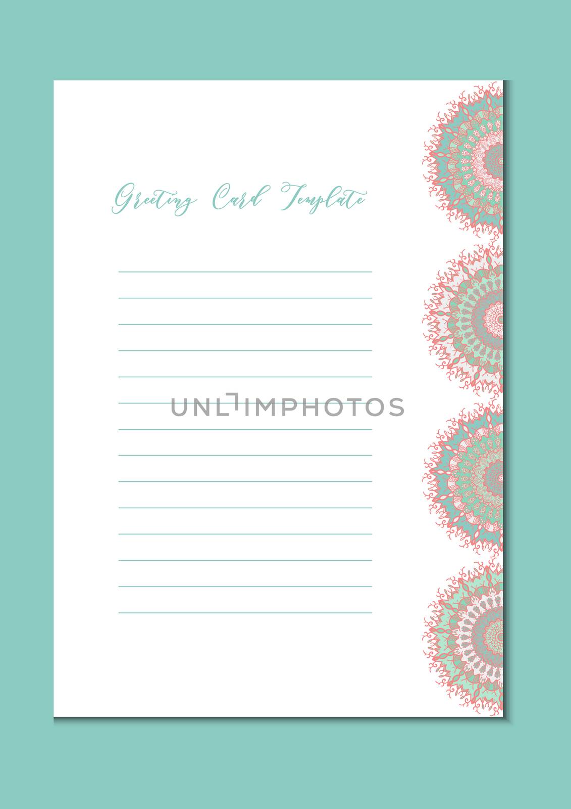 Business mandala card template. Oriental ethnic pattern. Mehndi ornament page for brochure, flyer, greeting, invitation cover. Design layout in boho and islam, arabic and east, indian style. Vector