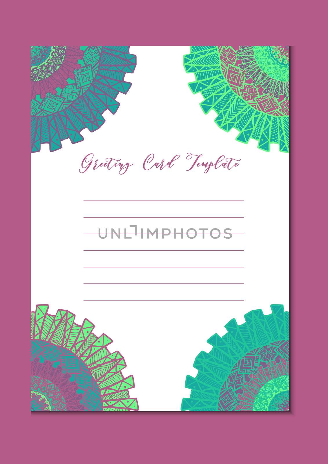 Business mandala card template. Oriental ethnic pattern. Mehndi ornament page for brochure, flyer, greeting, invitation cover. Design layout in boho and islam, arabic and east, indian style. Vector