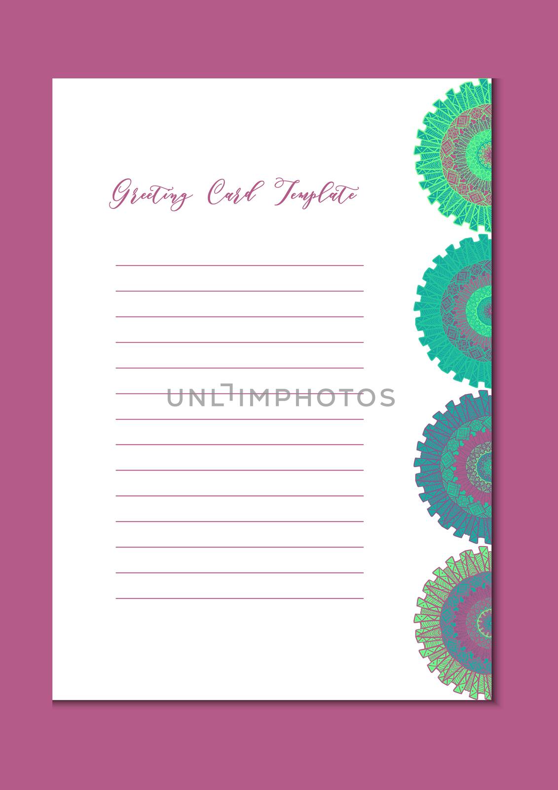 Business mandala card template. Oriental ethnic pattern. Mehndi ornament page for brochure, flyer, greeting, invitation cover. Design layout in boho and islam, arabic and east, indian style. Vector