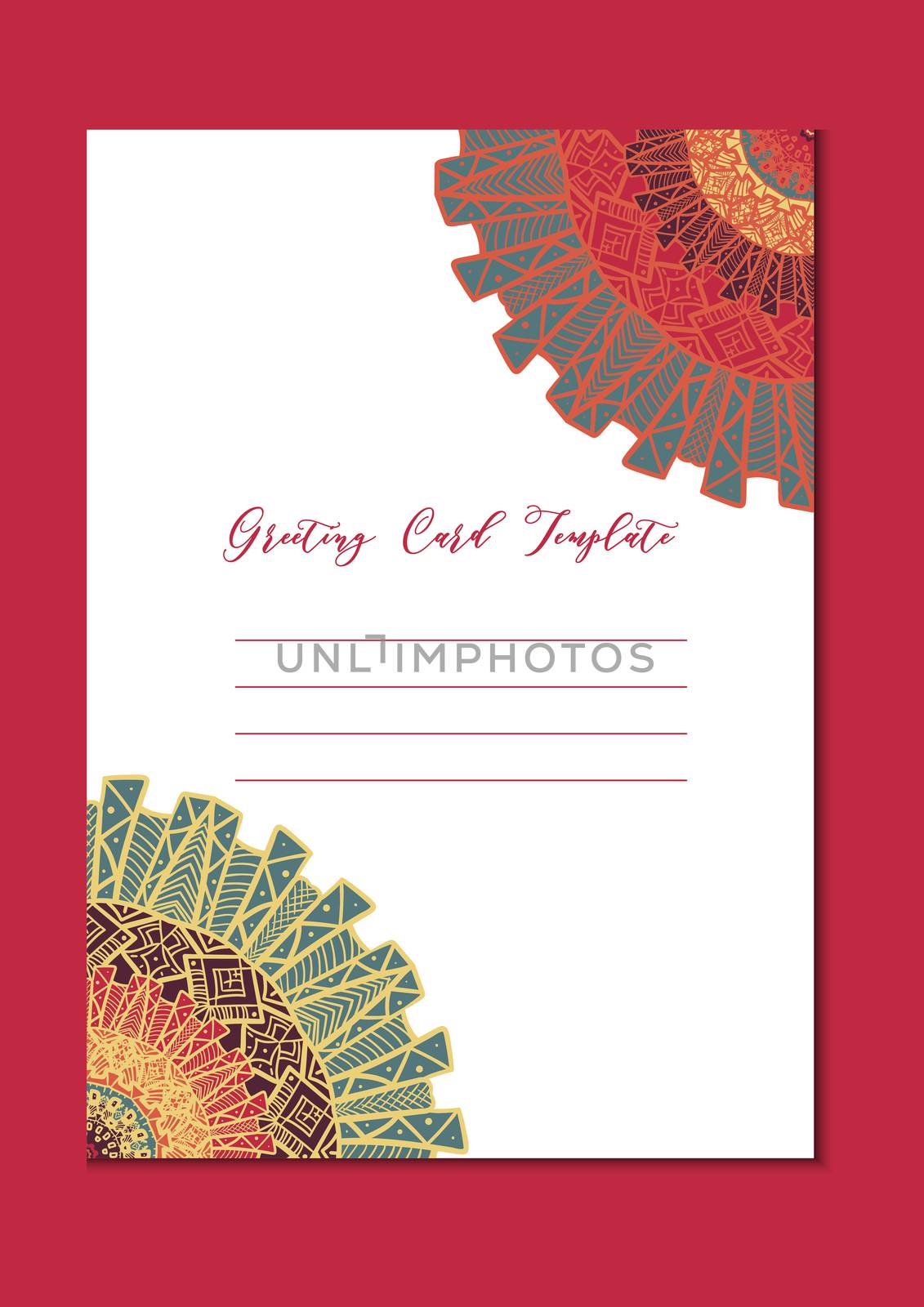 Business mandala card template. Oriental ethnic pattern. Mehndi ornament page for brochure, flyer, greeting, invitation cover. Design layout in boho and islam, arabic and east, indian style. Vector