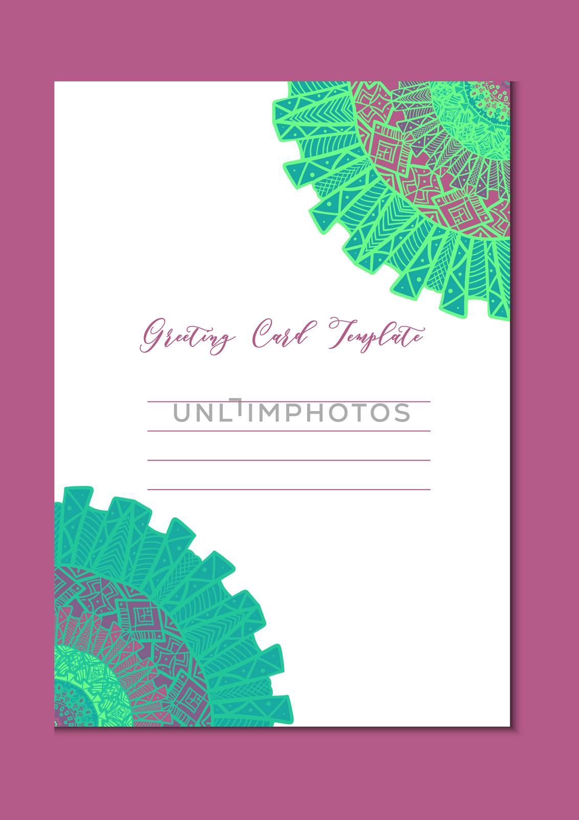 Business mandala card template. Oriental ethnic pattern. Mehndi ornament page for brochure, flyer, greeting, invitation cover. Design layout in boho and islam, arabic and east, indian style. Vector