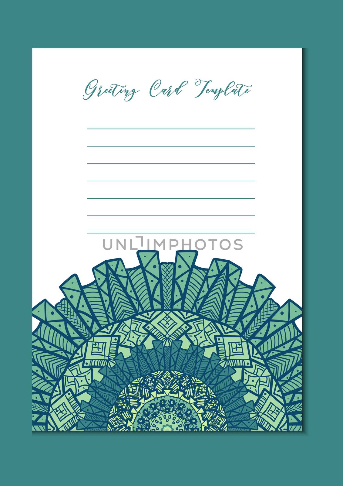 Business mandala card template. Oriental ethnic pattern. Mehndi ornament page for brochure, flyer, greeting, invitation cover. Design layout in boho and islam, arabic and east, indian style. Vector