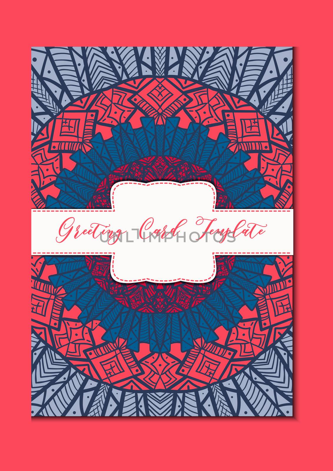Business mandala card template. Oriental ethnic pattern. Mehndi ornament page for brochure, flyer, greeting, invitation cover. Design layout in boho and islam, arabic and east, indian style. Vector