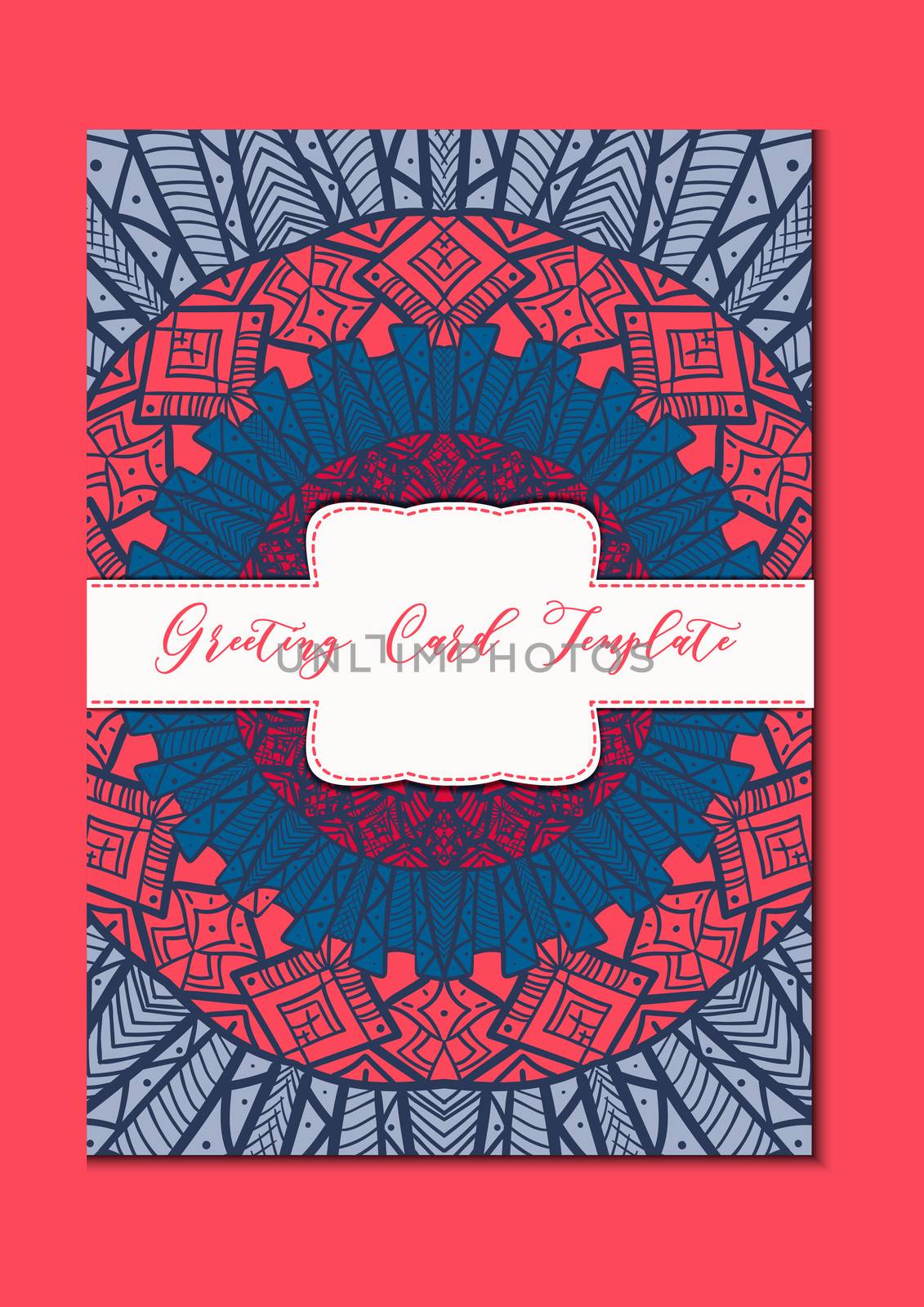 Business mandala card template. Oriental ethnic pattern. Mehndi ornament page for brochure, flyer, greeting, invitation cover. Design layout in boho and islam, arabic and east, indian style. Vector