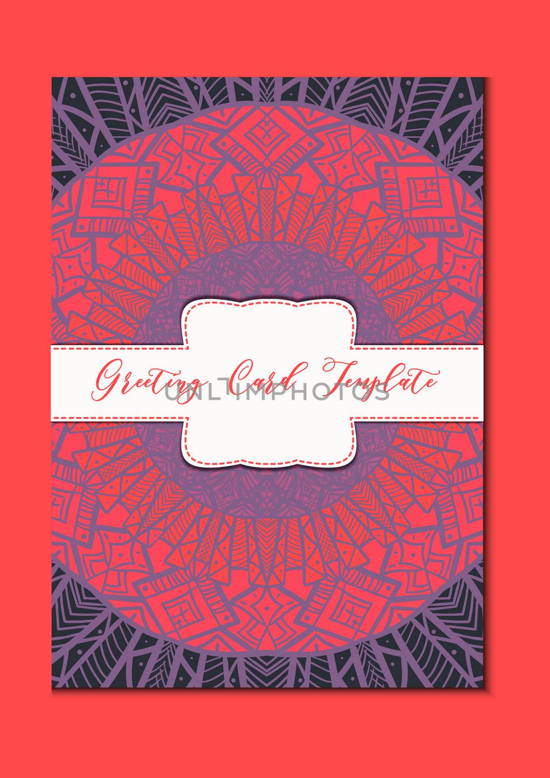 Business mandala card template. Oriental ethnic pattern. Mehndi ornament page for brochure, flyer, greeting, invitation cover. Design layout in boho and islam, arabic and east, indian style. Vector