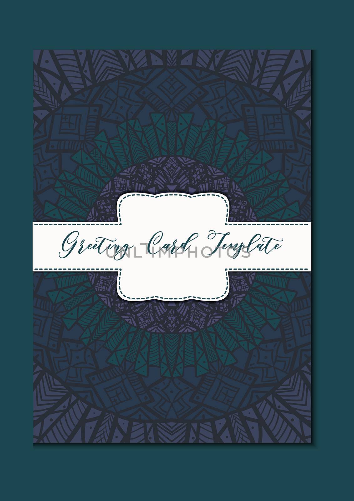 Business mandala card template. Oriental ethnic pattern. Mehndi ornament page for brochure, flyer, greeting, invitation cover. Design layout in boho and islam, arabic and east, indian style. Vector