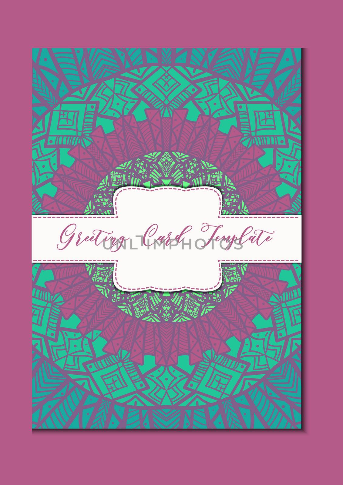 Business mandala card template. Oriental ethnic pattern. Mehndi ornament page for brochure, flyer, greeting, invitation cover. Design layout in boho and islam, arabic and east, indian style. Vector