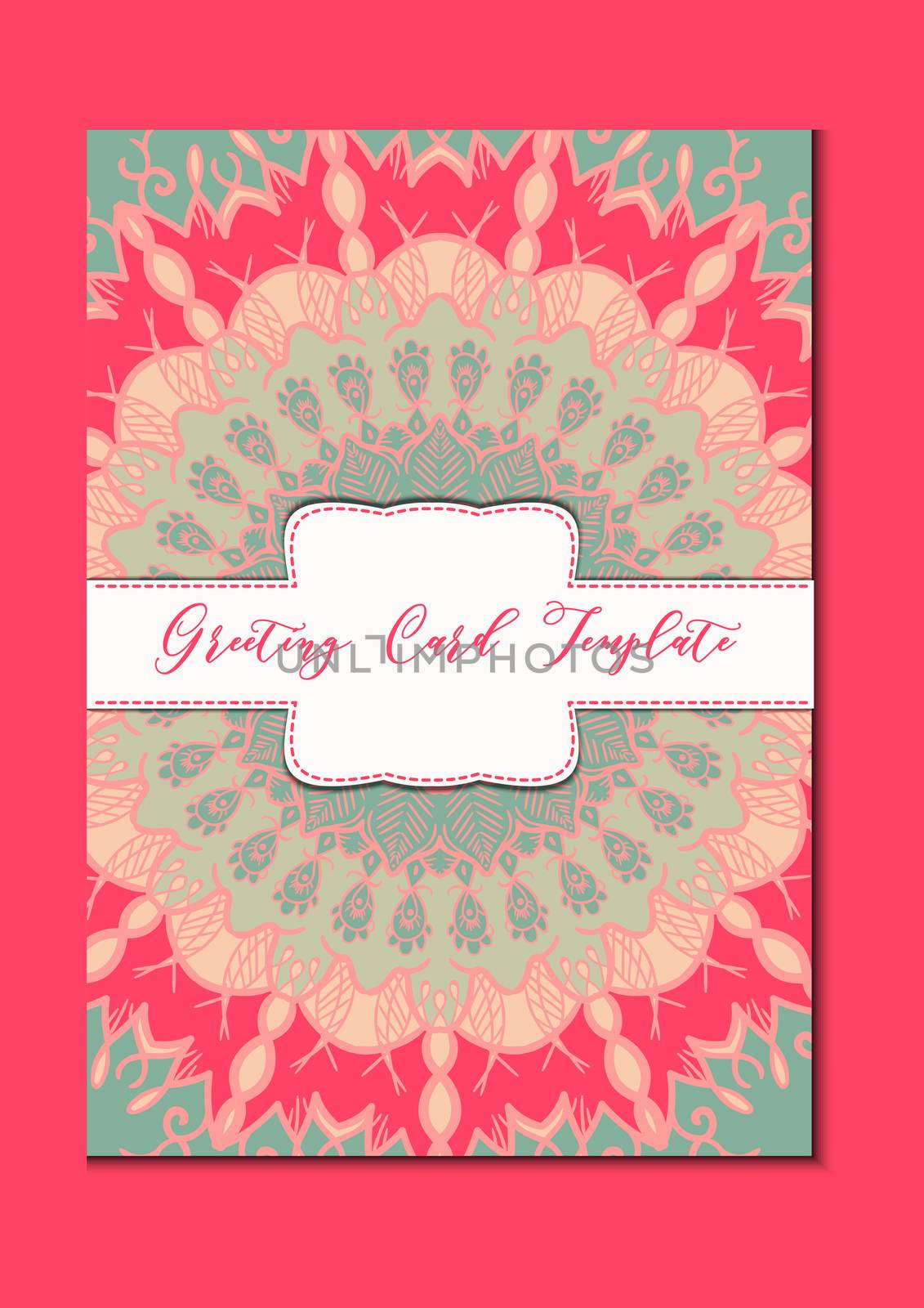 Business mandala card template. Oriental ethnic pattern. Mehndi ornament page for brochure, flyer, greeting, invitation cover. Design layout in boho and islam, arabic and east, indian style. Vector