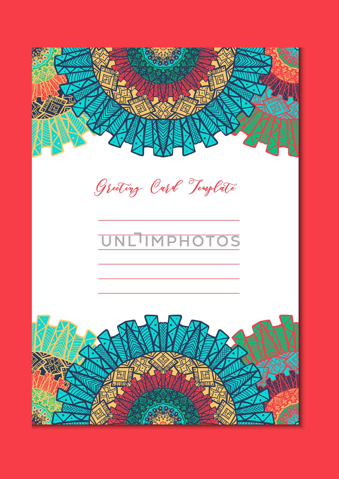 Business mandala card template. Oriental ethnic pattern. Mehndi ornament page for brochure, flyer, greeting, invitation cover. Design layout in boho and islam, arabic and east, indian style. Vector