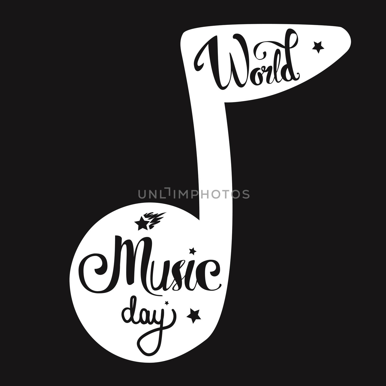 Vintage World Music Day Lettering for Banner and Badge. Sticker, Poster, Card Design Template. Vector