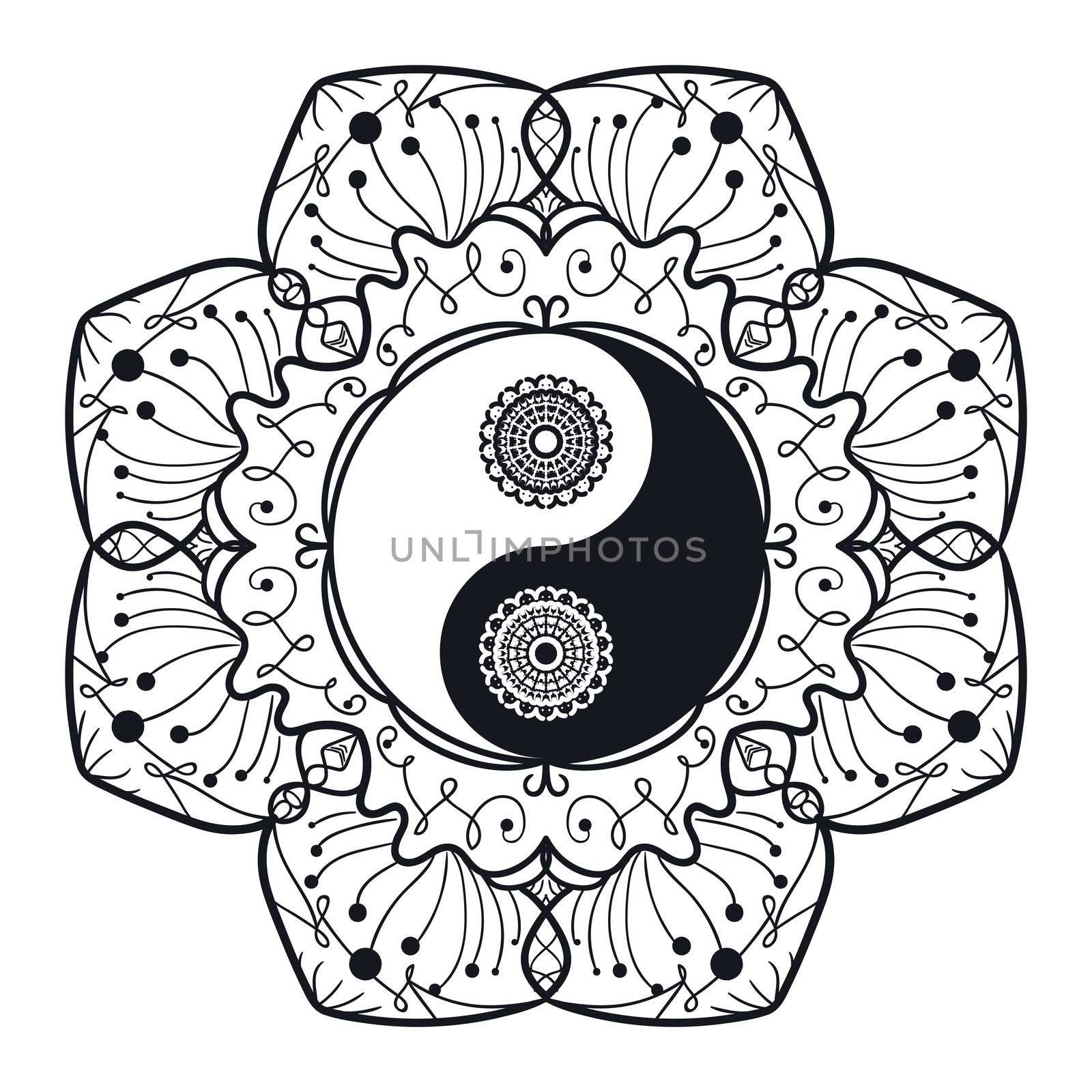 Vintage Yin and Yang in Mandala by barsrsind