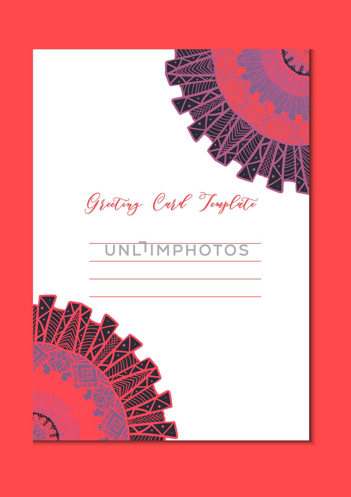 Business mandala card template. Oriental ethnic pattern. Mehndi ornament page for brochure, flyer, greeting, invitation cover. Design layout in boho and islam, arabic and east, indian style. Vector