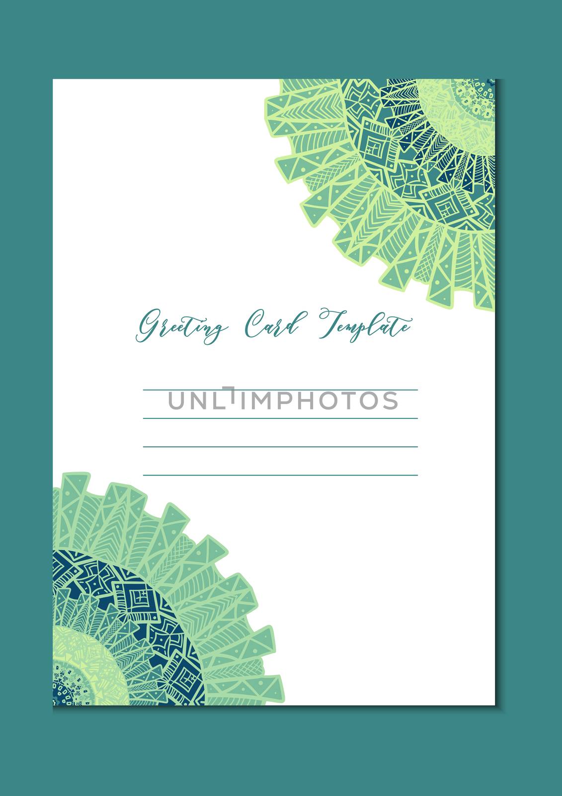 Business mandala card template. Oriental ethnic pattern. Mehndi ornament page for brochure, flyer, greeting, invitation cover. Design layout in boho and islam, arabic and east, indian style. Vector