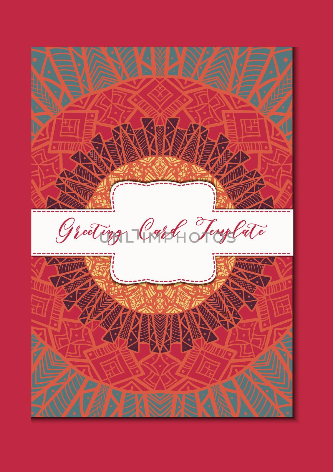 Business mandala card template. Oriental ethnic pattern. Mehndi ornament page for brochure, flyer, greeting, invitation cover. Design layout in boho and islam, arabic and east, indian style. Vector