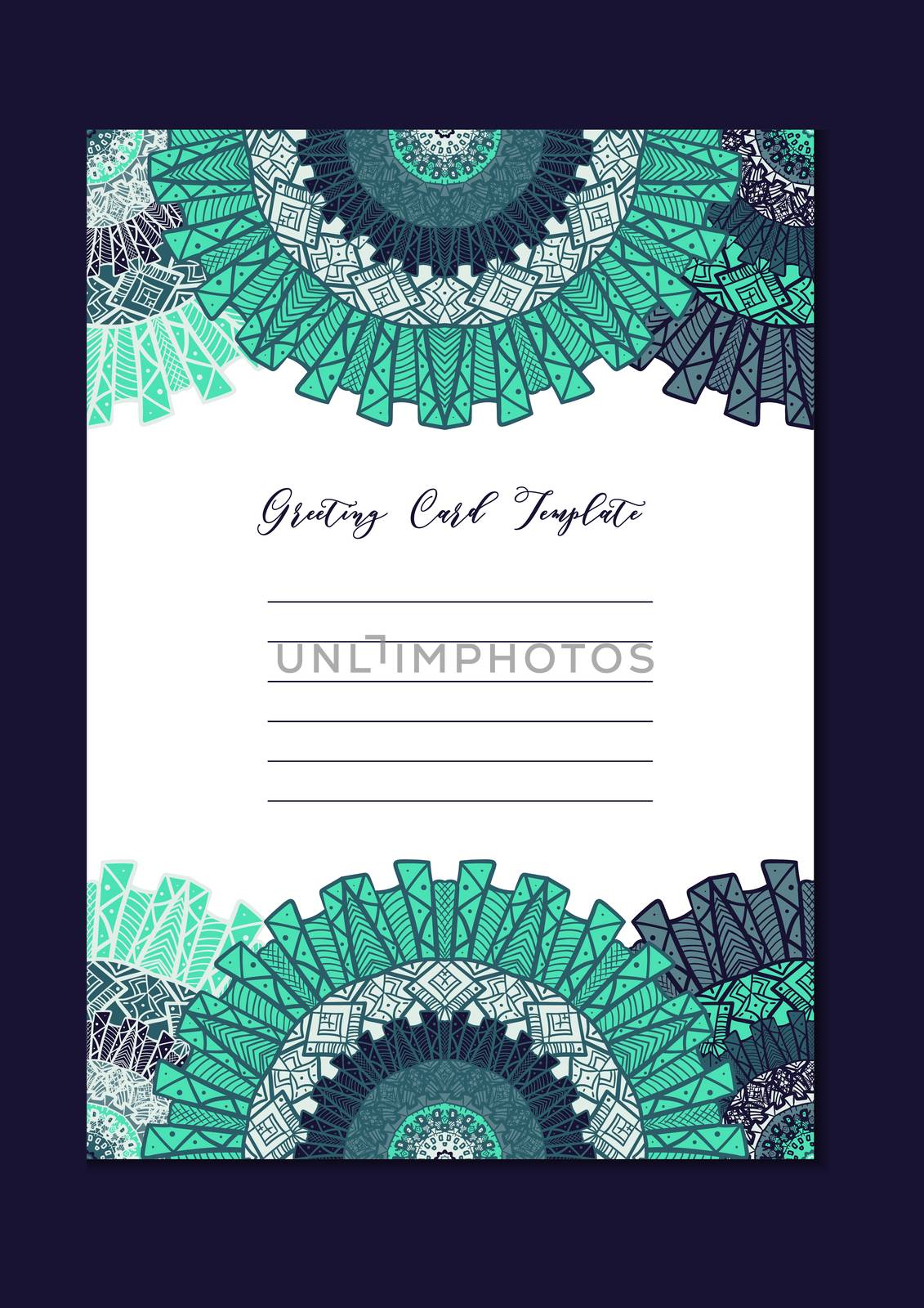 Business mandala card template. Oriental ethnic pattern. Mehndi ornament page for brochure, flyer, greeting, invitation cover. Design layout in boho and islam, arabic and east, indian style. Vector