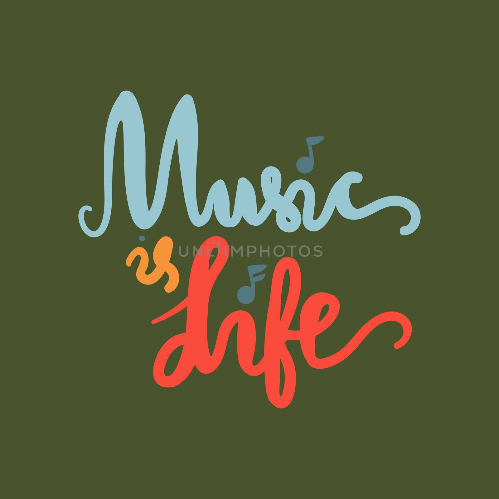 Vintage Musical Lettering for Banner and Badge. Sticker, Poster, Festival and Concert Card Design Template. Music is Life. Vector