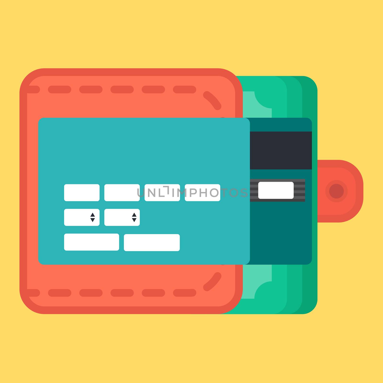 Web Template, Web Elements for site form of online shopping and enter card data in view purse. Vector