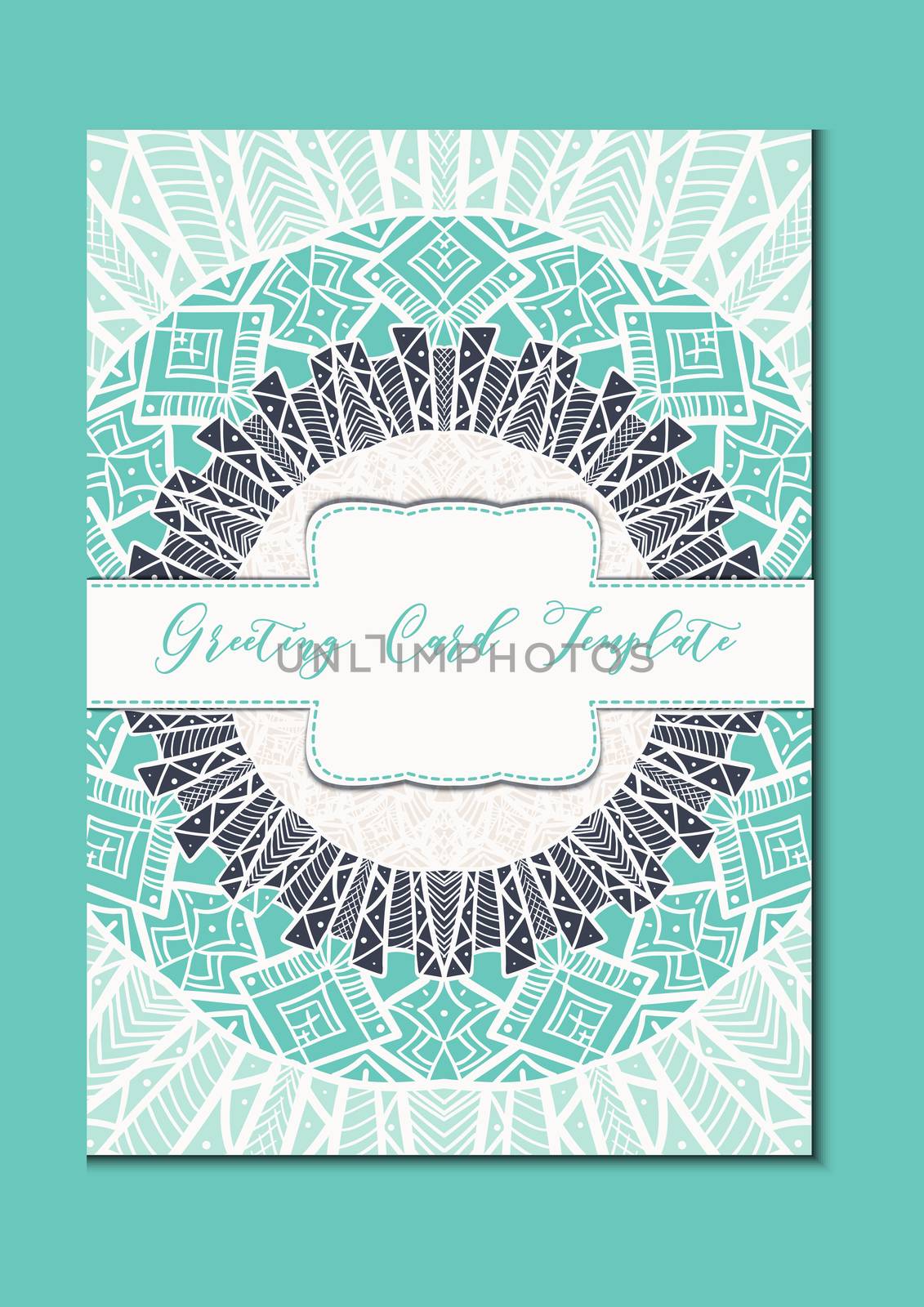 Business mandala card template. Oriental ethnic pattern. Mehndi ornament page for brochure, flyer, greeting, invitation cover. Design layout in boho and islam, arabic and east, indian style. Vector